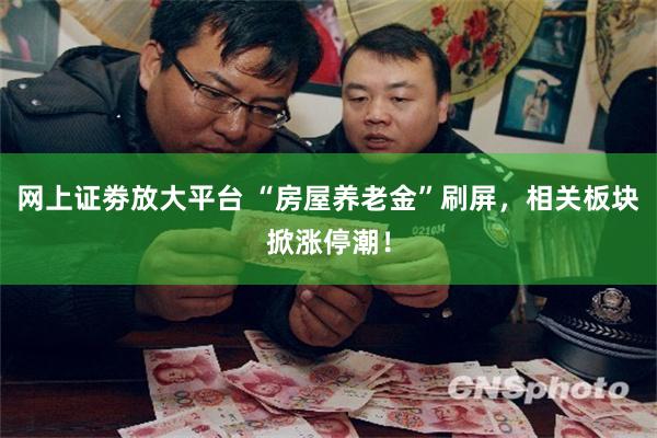 网上证劵放大平台 “房屋养老金”刷屏，相关板块掀涨停潮！