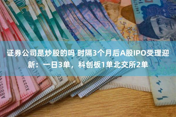 证券公司是炒股的吗 时隔3个月后A股IPO受理迎新：一日3单，科创板1单北交所2单